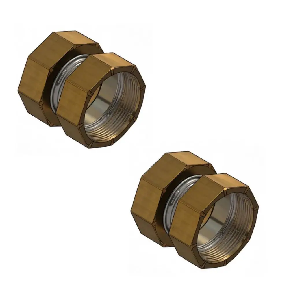 Produktbild: Viessmann Verbinder mit Wärmedämmung für Split R, 7315807. Zwei goldene Verbinder auf weißem Hintergrund.