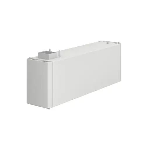 Weißes Fronius-Batteriemodul mit rechteckiger Form und Anschlussmöglichkeiten auf der Oberseite, zur Integration in ein Energiespeichersystem.