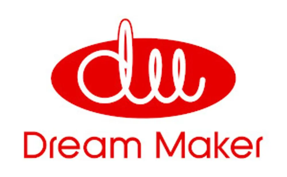 Logo von Dream Maker mit rotem ovalem Hintergrund und weißer Schrift, die den markanten Schriftzug "dream" sowie "Dream Maker" zeigt.