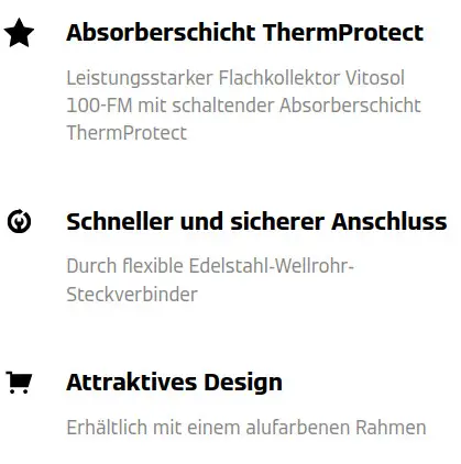 Produkt-Highlights: Absorberschicht ThermProtect, schneller & sicherer Anschluss, attraktives Design mit Alurahmen.