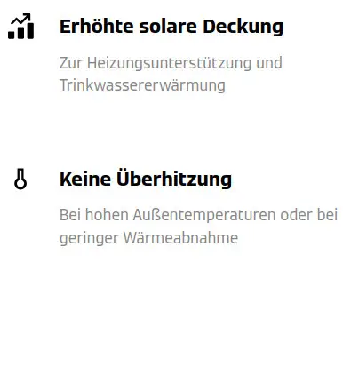 Funktionen des Produkts: Erhöhte solare Deckung, keine Überhitzung.