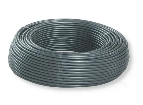 Aufgerollte graue PEXc-Rohrleitung mit 5 Schichten, vermutlich Viessmann 7248317.