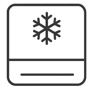 Symbol für Fußbodenheizung mit Schneeflocke und Rohr