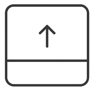 Symbol für Hochladen in Cloud oder Datenspeicher. Pfeil nach oben, der über einem horizontalen Strich liegt.