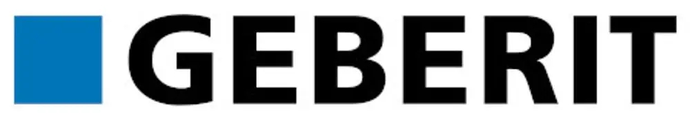 Geberit-Logo mit blauem Quadrat links neben dem schwarzen Wort "GEBERIT"