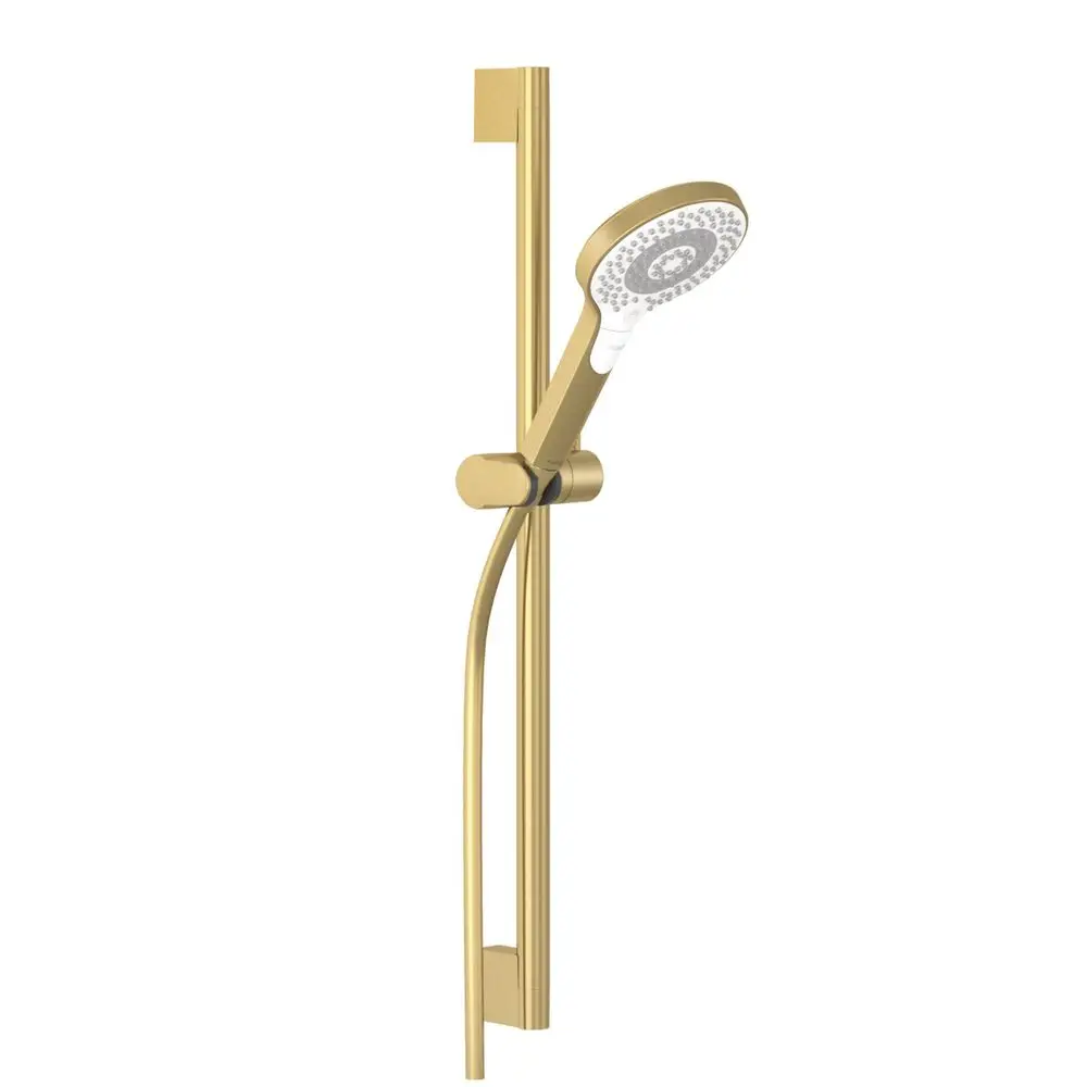 Goldfarbenes Brause-Set mit Handbrause und Brausestange.