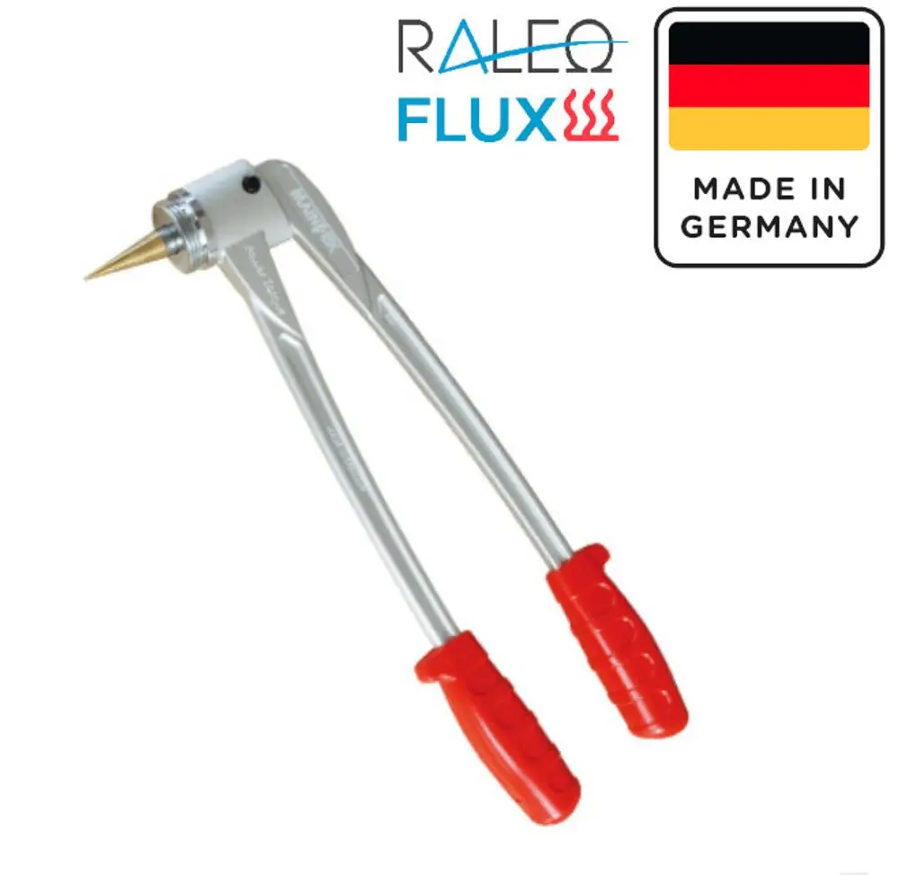 Produktfoto einer Rohraufweiter-Aufweitzange namens MC10000113 von Raleo Flux, hergestellt in Deutschland.