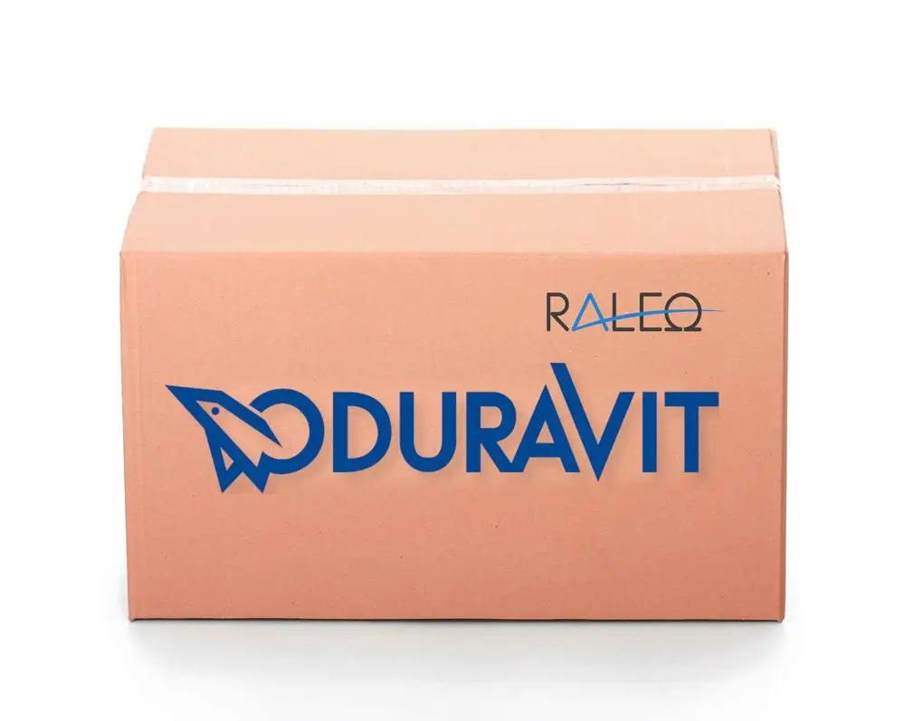 Karton mit den Logos „Raleq“ und „Duravit“
