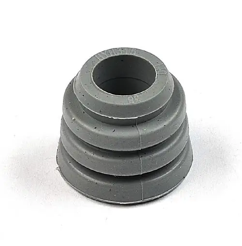 Grauer Schwingungsdämpfer von Remko für ETF 360/460 Eco. Gummikompensator mit gerippter Oberfläche und zylindrischer Form. Artikelnummer 1123701.