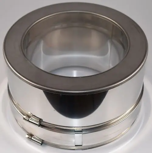 Produktbild: Remko RK Mündungselement AS-ME-D, 180-D, 1085254, einteilig, aus glänzendem Metall mit zwei Klemmschellen.