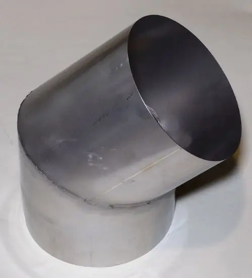 Edelstahl-Rohrbogen, 45 Grad gebogen, glatte Oberfläche, Innenraum dunkel, für Remko RK AS-RB-45-E 180-D 1085492.