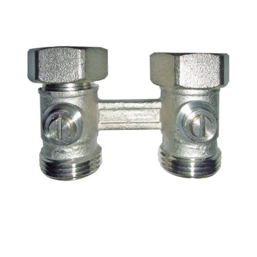 Hahnblock Durchgang 3/4" Anschlussgewinde (Eurokonus), aus Messing, vernickelt, MC20000209 Galeriebild 1