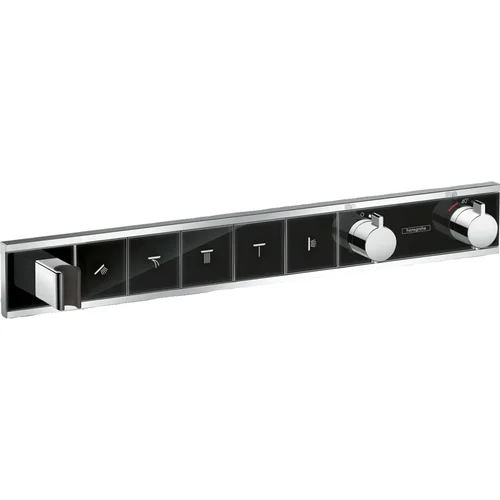 hansgrohe RainSelect Thermostat Unterputz für 5 Verbraucher mit integriertem Brausehalter Schwarz/Chrom