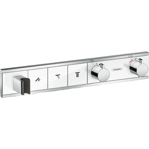 hansgrohe RainSelect Thermostat Unterputz für 3 Verbraucher mit integriertem Brausehalter Weiß/Chrom