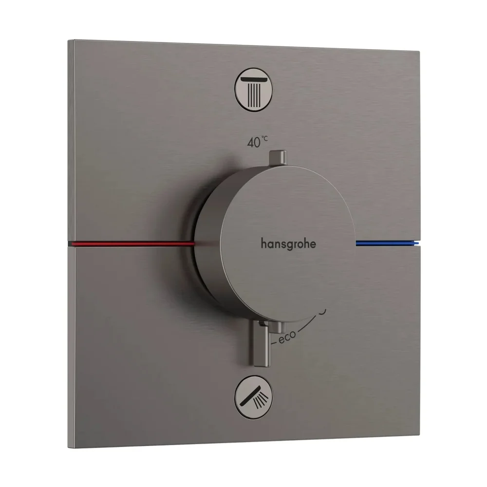 hansgrohe ShowerSelect Comfort E Thermostat Unterputz für 2 Verbraucher mit integrierter Sicherungskombination nach EN1717 Brushed Black Chrome