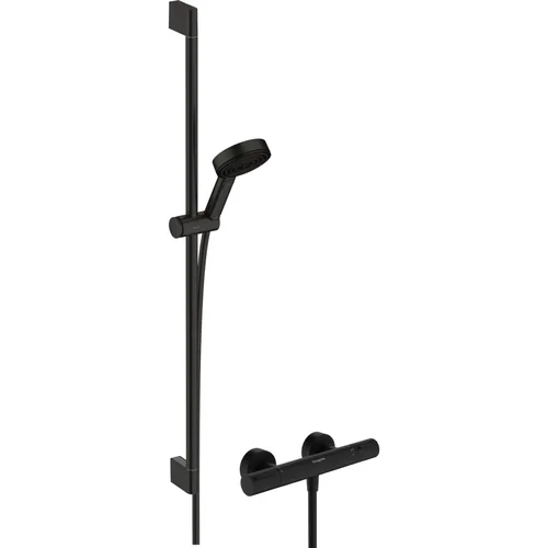 hansgrohe Pulsify Select S Brausesystem 105 3jet Relaxation EcoSmart mit Ecostat Element und Brausestange 90 cm Mattschwarz
