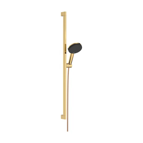 hansgrohe Raindance Alive Select S Brauseset 125 3jet EcoSmart mit Brausestange Unica E Puro 90 cm und Easy Slide Brausehalter Polished Gold Optic