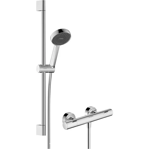hansgrohe Activera Select S Brausesystem Aufputz 95 2jet EcoSmart mit Ecostat Fine und Brausestange 65 cm Chrom
