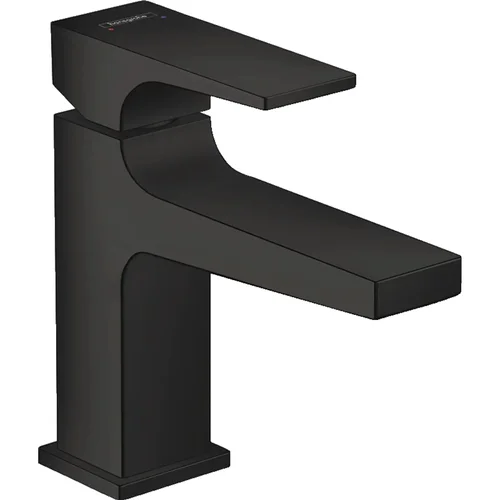 hansgrohe Metropol Einhebel-Waschtischmischer 100 mit Hebelgriff für Handwaschbecken mit Push-Open Ablaufgarnitur Mattschwarz