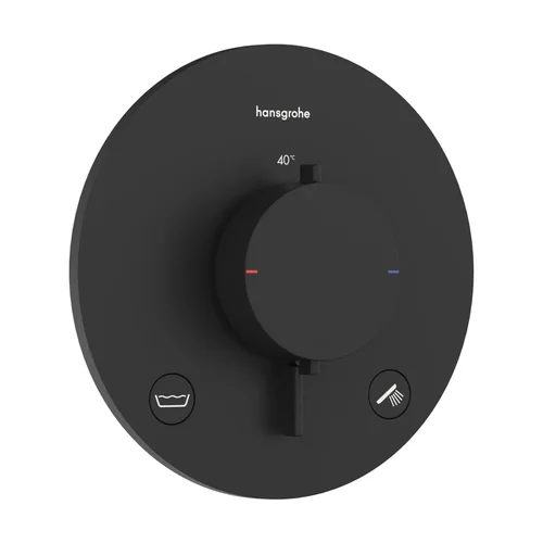 hansgrohe Ecostat Comfort S Thermostat Unterputz für 2 Verbraucher mit integrierter Sicherungskombination nach EN1717 Mattschwarz