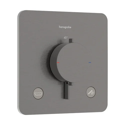 hansgrohe Ecostat Comfort Q Thermostat Unterputz für 2 Verbraucher mit integrierter Sicherungskombination nach EN1717 Brushed Black Chrome