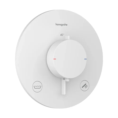 hansgrohe Ecostat Comfort S Thermostat Unterputz für 2 Verbraucher mit integrierter Sicherungskombination nach EN1717 Mattweiß
