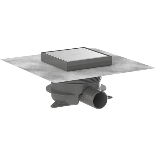 hansgrohe RainDrain Spot Plus Komplettset Punktablauf 150/150 mit höhenverstellbarem Rahmen und rückseitig befliesbar Edelstahl gebürstet