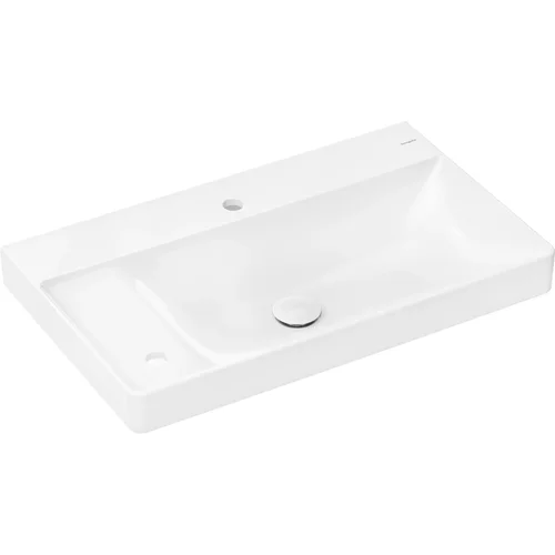hansgrohe Xelu Q Waschtisch mit Ablage links 800/480 mit 2 Hahnlöchern ohne Überlauf, SmartClean Weiß
