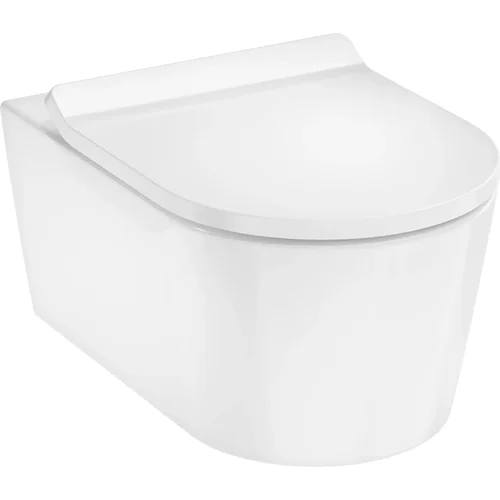 hansgrohe EluPura S Wand WC Set AquaHelix Flush mit WC-Sitz mit SoftClose und QuickRelease, Slim Weiß