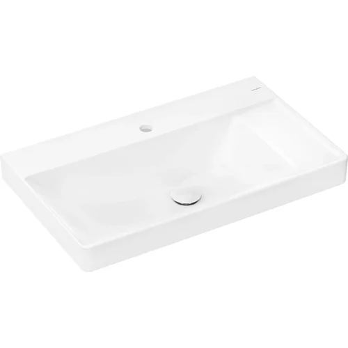 hansgrohe Xelu Q Aufsatzwaschtisch geschliffen mit Ablage rechts 800/480 mit Hahnloch ohne Überlauf, SmartClean Weiß