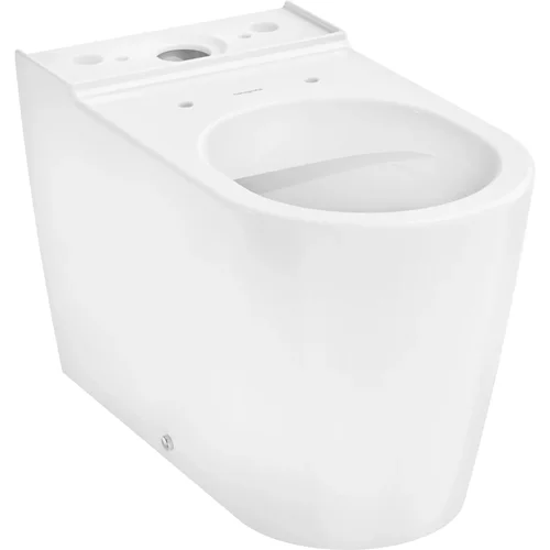 hansgrohe EluPura S Stand-WC für aufgesetzten Spülkasten wandbündig mit horizontalem/vertikalem Abgang AquaFall Flush, HygieneEffect Weiß
