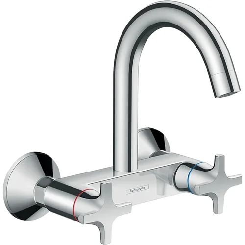 hansgrohe Logis M32 2-Griff Küchenmischer, Wandmontage Highspout, 1jet Chrom