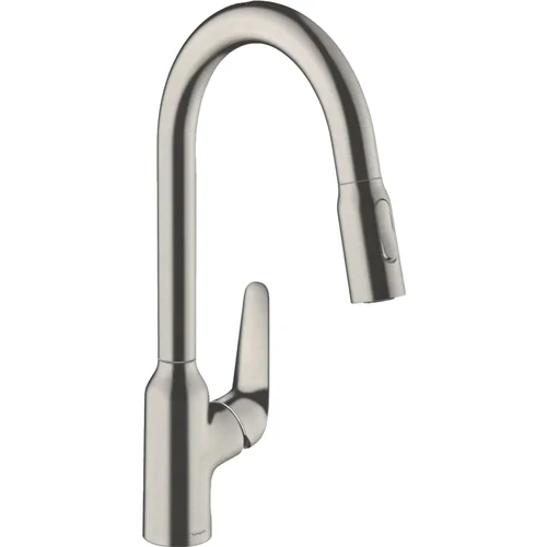 hansgrohe Focus M42 Einhebel-Küchenmischer 220, Ausziehbrause, 2jet Edelstahl Finish