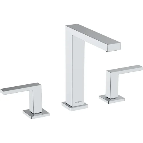 hansgrohe Tecturis E 3-Loch Waschtischarmatur 150 EcoSmart+ mit Push-Open Ablaufgarnitur Brushed Black Chrome
