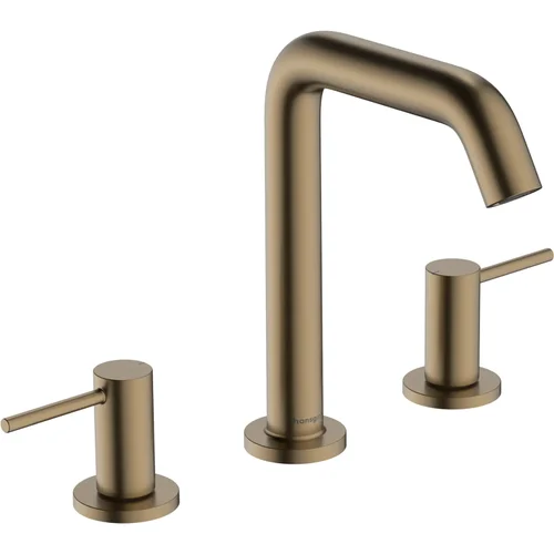 hansgrohe Tecturis S 3-Loch Waschtischarmatur 150 EcoSmart+ mit Push-Open Ablaufgarnitur Brushed Bronze