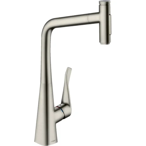 hansgrohe Metris Select M71 Einhebel-Küchenmischer 320, Ausziehbrause, 2jet Edelstahl Finish