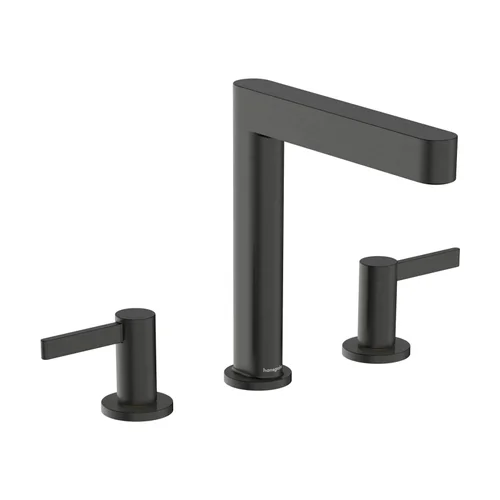 hansgrohe Finoris 3-Loch Waschtischarmatur 160 mit Push-Open Ablaufgarnitur Brushed Black Chrome