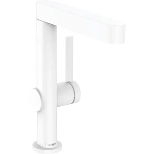 hansgrohe Finoris Einhebel-Waschtischmischer 230 mit Schwenkauslauf und Push-Open Ablaufgarnitur Mattweiß