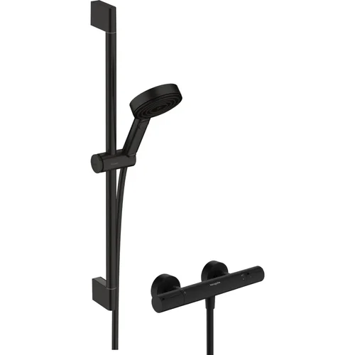 hansgrohe Pulsify Select S Brausesystem 105 3jet Relaxation EcoSmart mit Ecostat Element und Brausestange 65 cm Mattschwarz