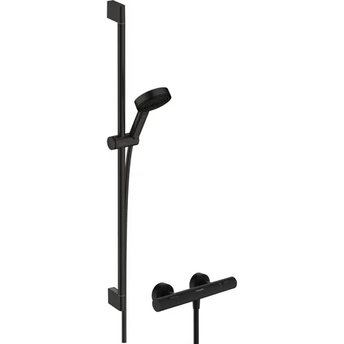 hansgrohe Pulsify Select S Brausesystem 105 3jet Relaxation EcoSmart mit Ecostat Fine und Brausestange 90 cm Mattschwarz