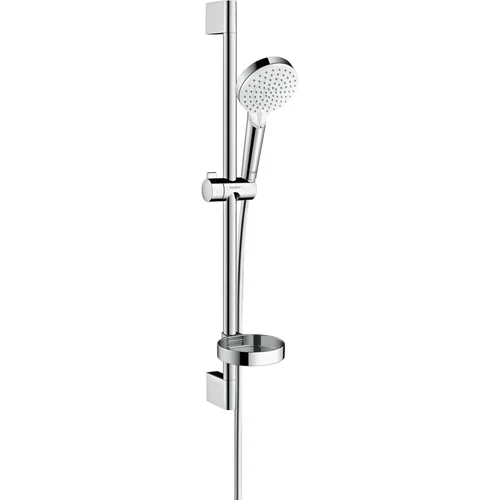 hansgrohe Crometta Brauseset 100 Vario mit Brausestange 65 cm und Seifenschale Weiß/Chrom