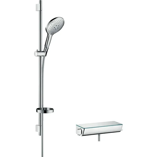 hansgrohe Raindance Select S Brausesystem Aufputz 150 3jet mit Ecostat Select Thermostat und Brausestange 90 cm Chrom