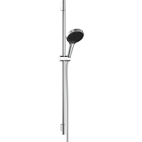 hansgrohe Rainfinity Brauseset 130 3jet EcoSmart mit Brausestange S Puro 90 cm, Push-Handbrausehalterung und Designflex Textilbrauseschlauch 160 cm Chrom