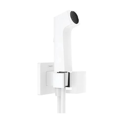 hansgrohe Bidette Handbrause 1jet E EcoSmart für Kaltwasser mit Brausehalter und Brauseschlauch 125 cm Mattweiß