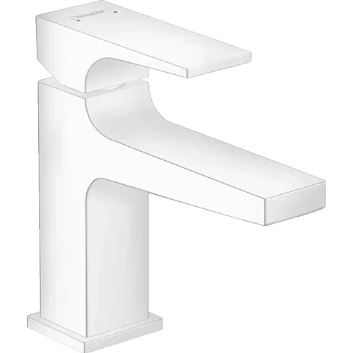 hansgrohe Metropol Einhebel-Waschtischmischer 100 mit Hebelgriff für Handwaschbecken mit Push-Open Ablaufgarnitur Mattweiß