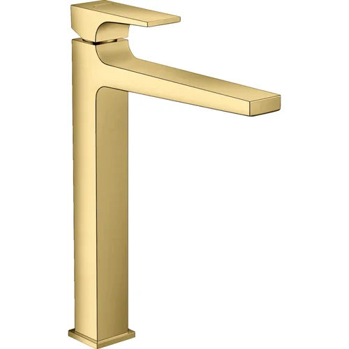 hansgrohe Metropol Einhebel-Waschtischmischer 260 mit Hebelgriff für Aufsatzwaschtische mit Push-Open Ablaufgarnitur Polished Gold Optic
