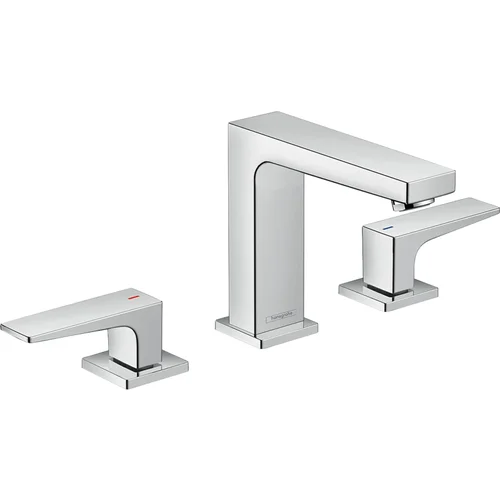 hansgrohe Metropol 3-Loch Waschtischarmatur 110 mit Hebelgriffen und Push-Open Ablaufgarnitur Chrom