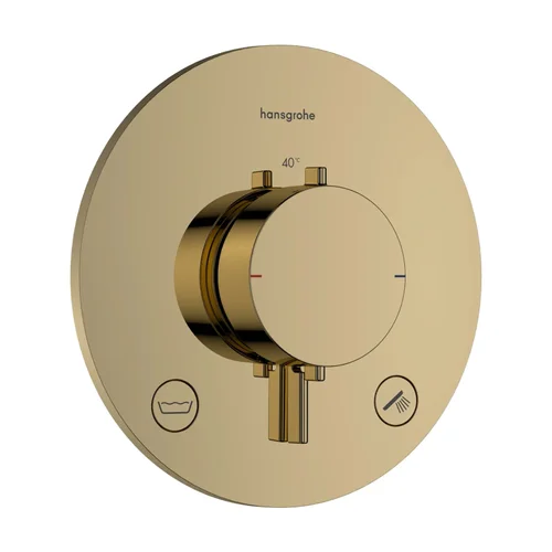 hansgrohe Ecostat Comfort S Thermostat Unterputz für 2 Verbraucher mit integrierter Sicherungskombination nach EN1717 Polished Gold Optic