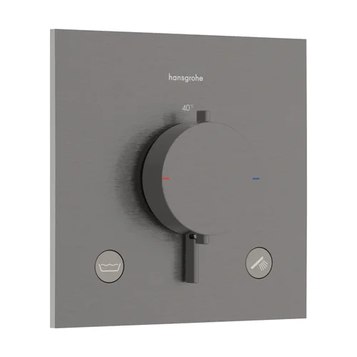 hansgrohe Ecostat Comfort E Thermostat Unterputz für 2 Verbraucher mit integrierter Sicherungskombination nach EN1717 Brushed Black Chrome