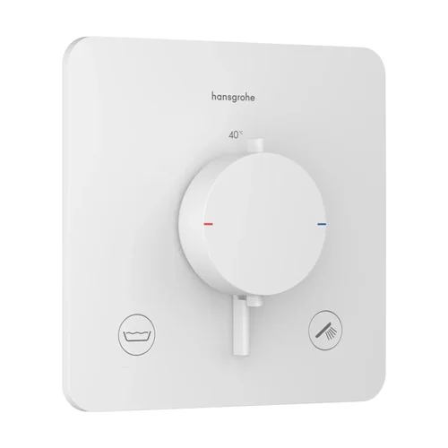 hansgrohe Ecostat Comfort Q Thermostat Unterputz für 2 Verbraucher mit integrierter Sicherungskombination nach EN1717 Mattweiß